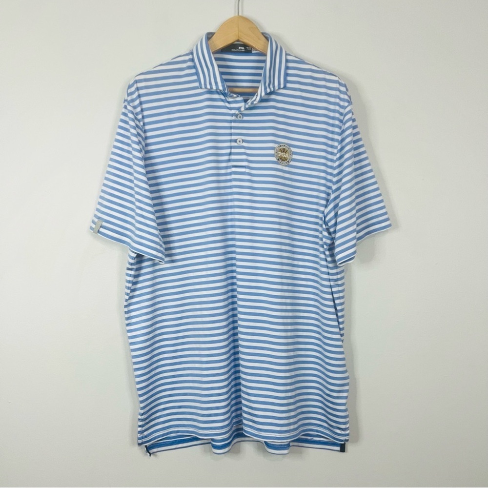 Ralph Lauren RLX Golf Blue Striped Performance Polo Large